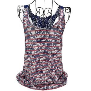 Bit & Bridle Burnout Tank Top Racerback Patriotic Red White & Blue Small